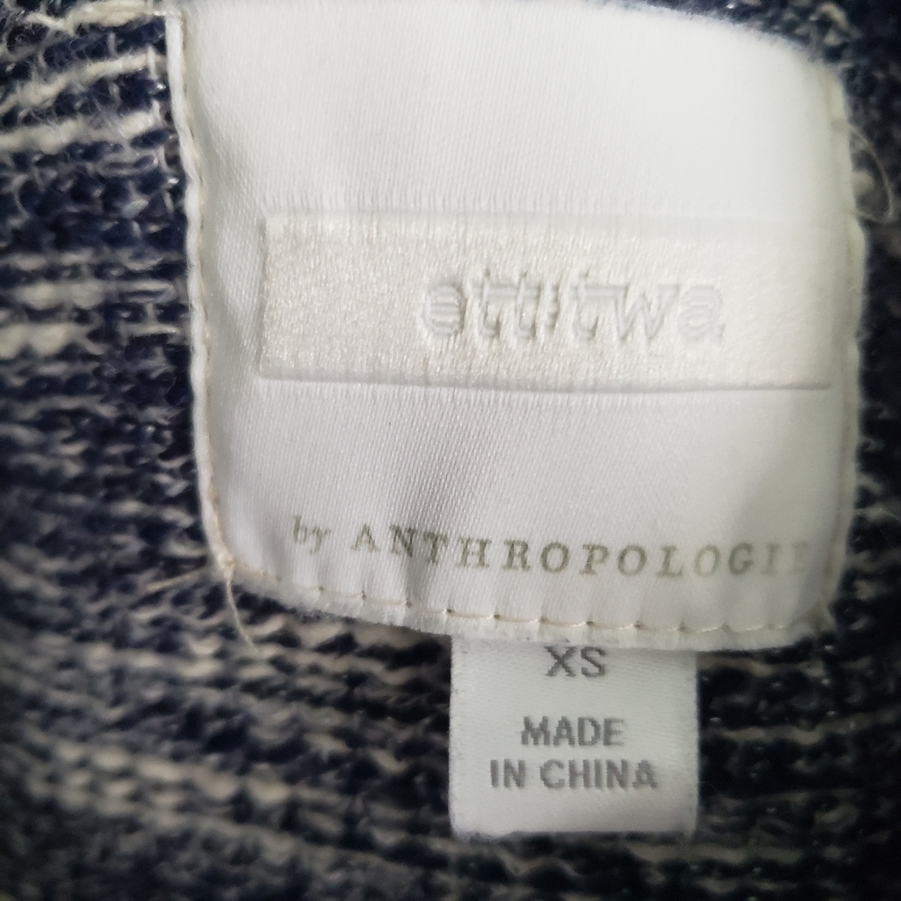 Anthropologie Ett Twa Tweed Jacket Womens Size Xs Blue Cream - Picture 8 of 12